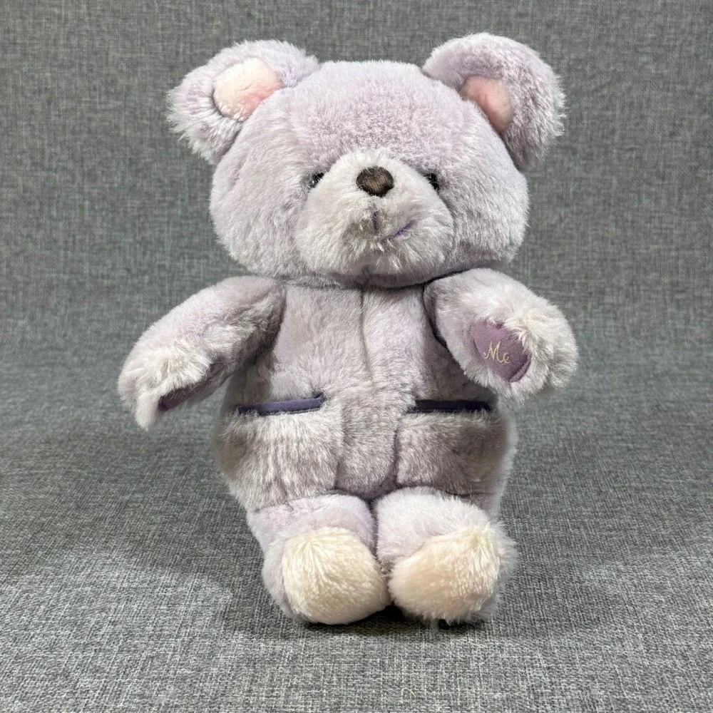 VTG 1984 Applause Lavender Purple Teddy Bear Stuffed Plush Who Loves You? Me 9